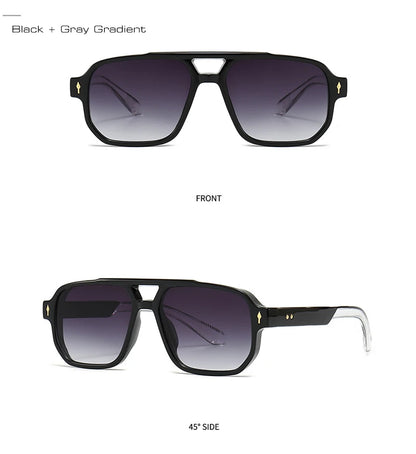 Retro Double Bridge Square Sunglasses