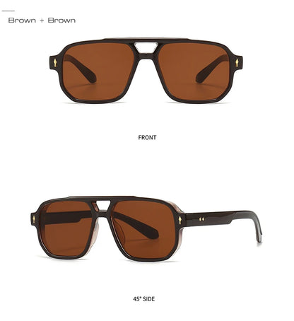 Retro Double Bridge Square Sunglasses