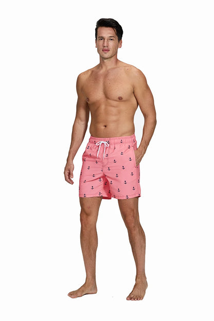 Men’s Pink Anchor Fashion Quick-Dry Board Shorts