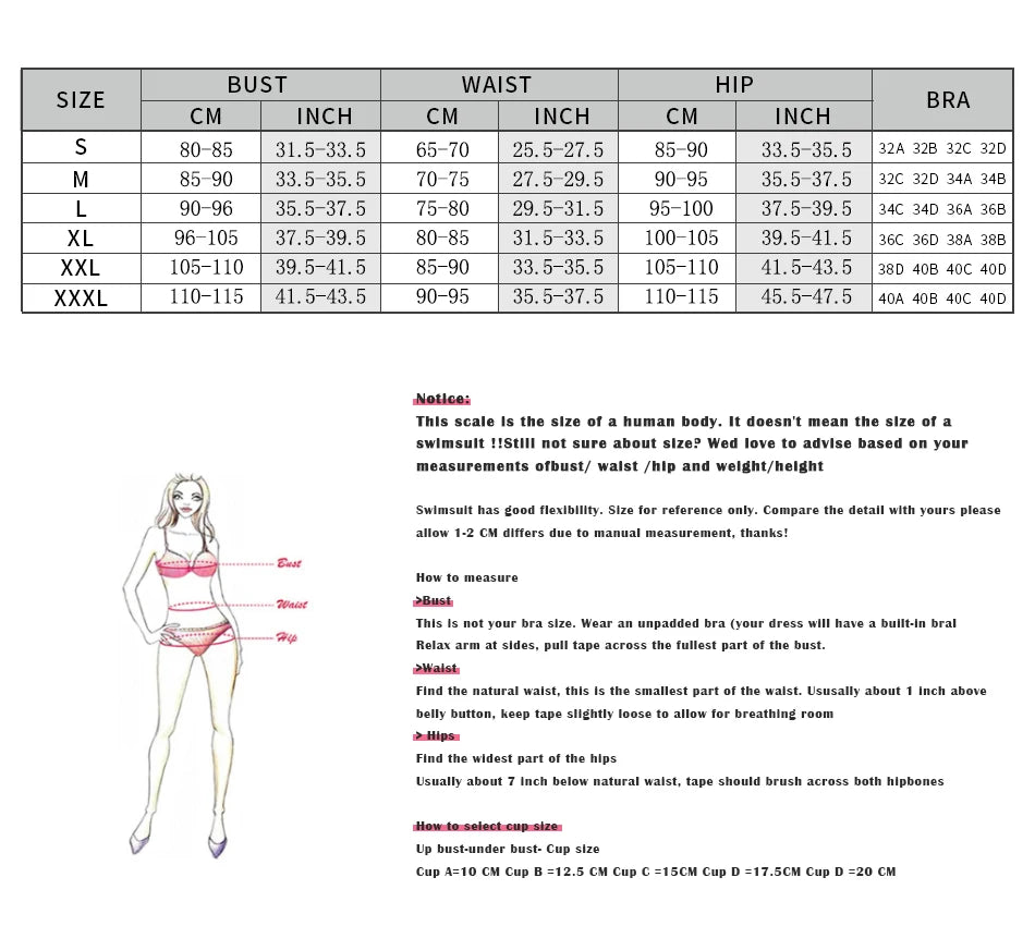 Swimsuit Size Chart - Weeknd Shop Online 
