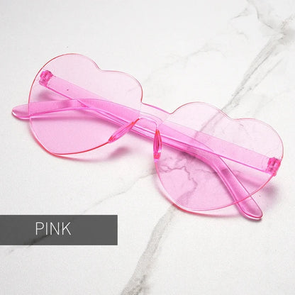  Oversized Rimless Sunglasses One Piece Heart Shape Eyewear