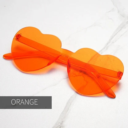 Heart Oversize Rimless Plastic Sunglasses