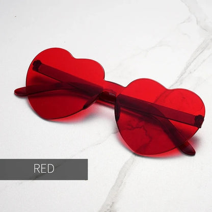 Heart Oversize Rimless Plastic Sunglasses