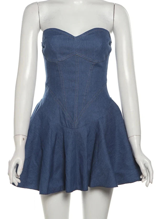 Denim inspired Tube Mini Dress