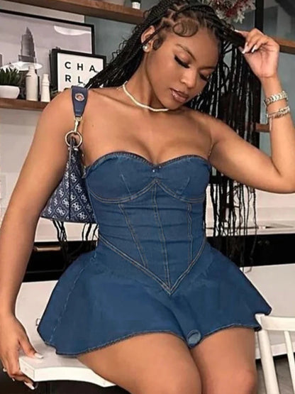 Denim inspired Tube Mini Dress