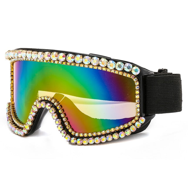 Windproof Oversize Rhinestone Goggle