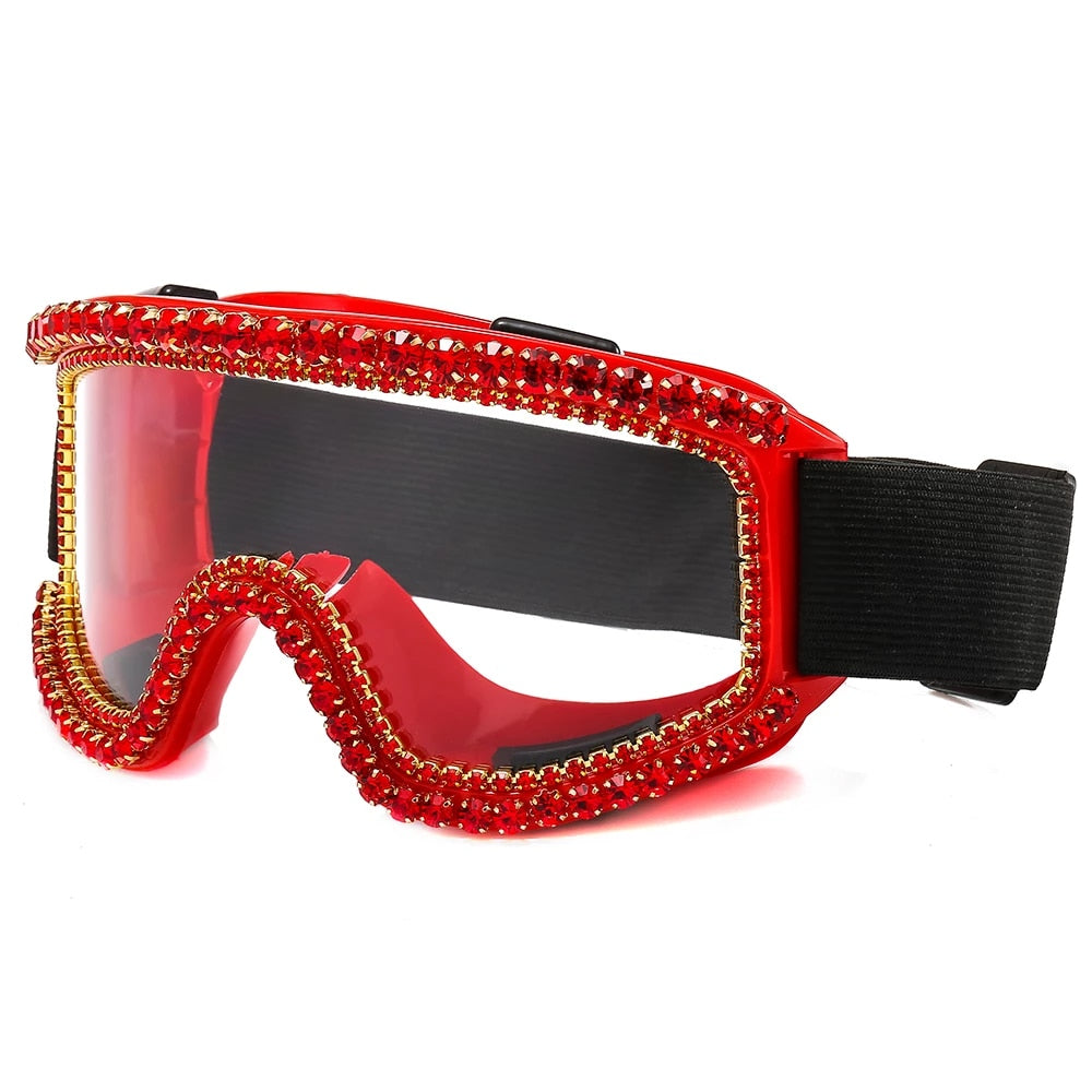 Windproof Oversize Rhinestone Goggle