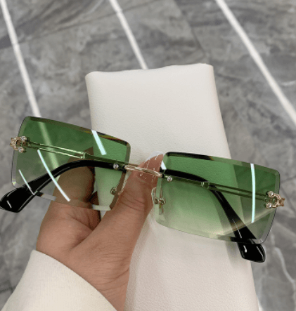 "Crystal Clear" Rectangle Rimless Sunglasses - Weekend Shade Sunglasses