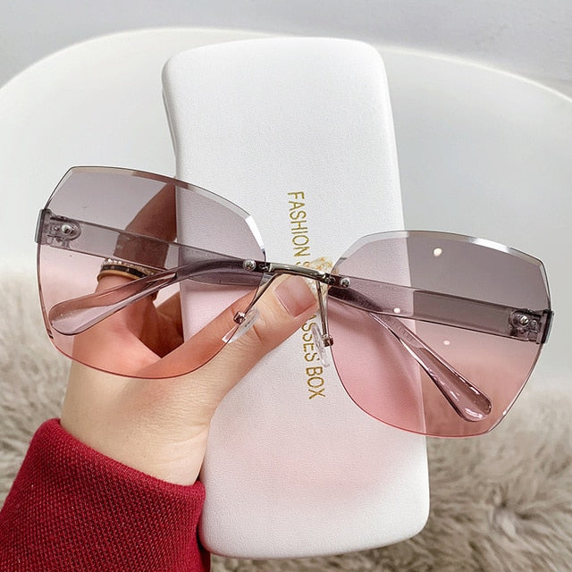 "In the sun" Rimless Retro Gradient Lens Sunglasses