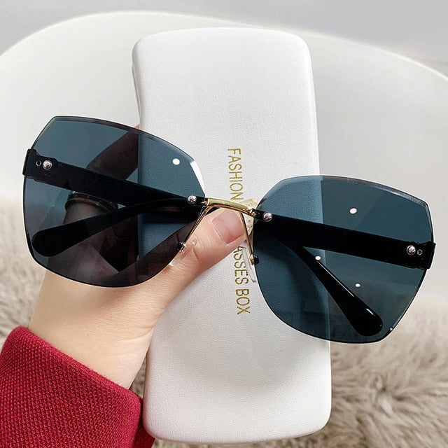 "In the sun" Rimless Retro Gradient Lens Sunglasses