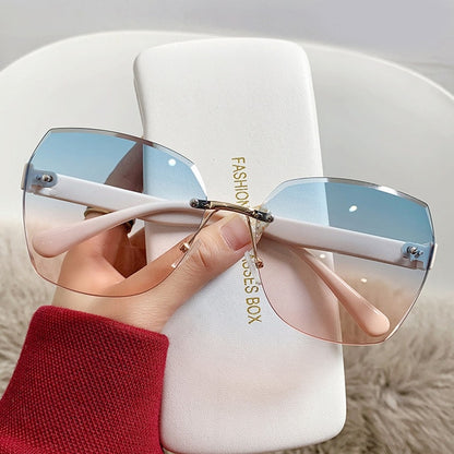 "In the sun" Rimless Retro Gradient Lens Sunglasses