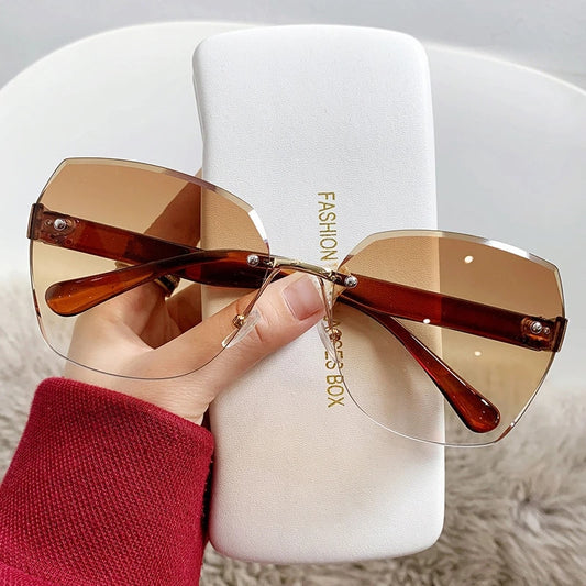 "In the sun" Rimless Retro Gradient Lens Sunglasses