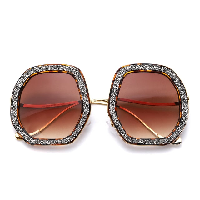 Oversize Odd Shape Glitter Round Sunglasses