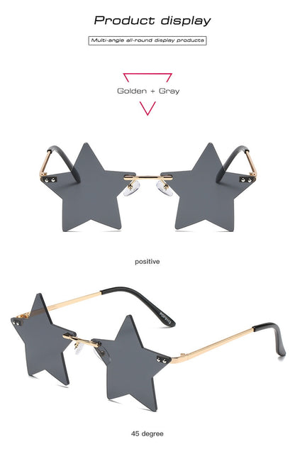 Unique Star Shape Mirror Rimless Sunglasses