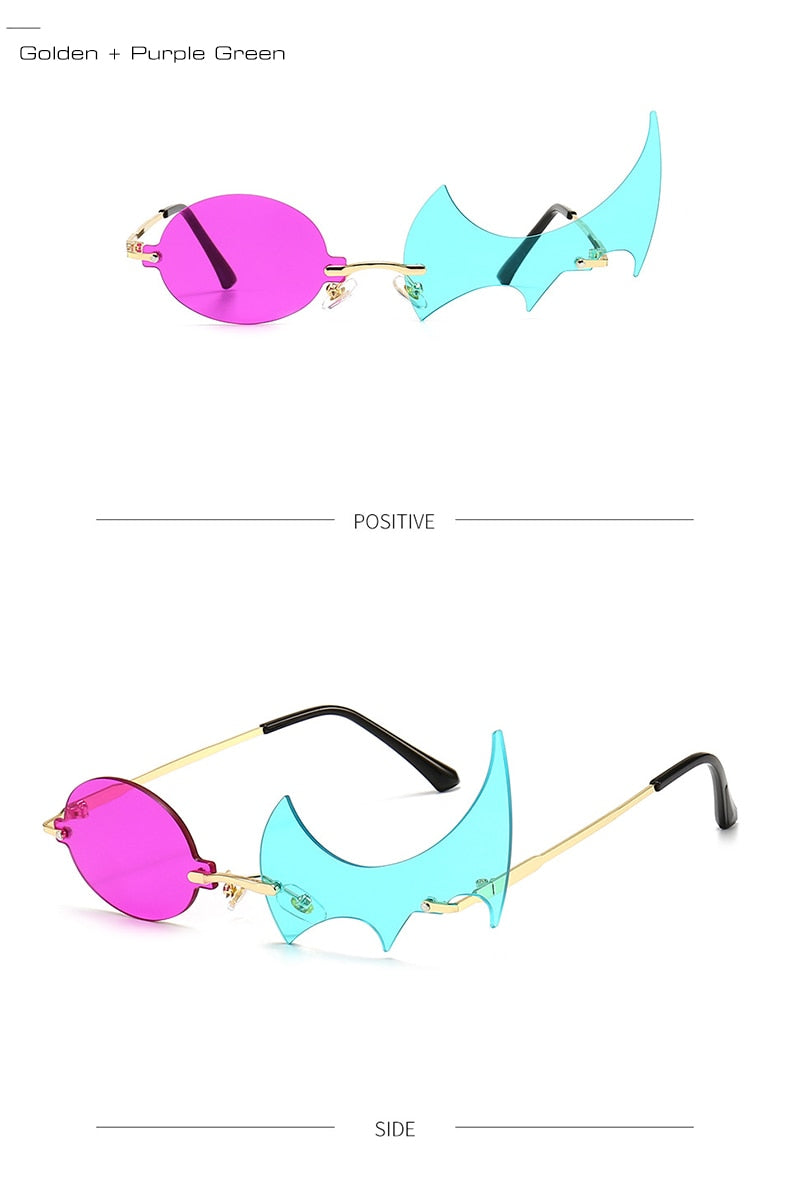 Unique Rimless Round Flame Shape Sunglasses