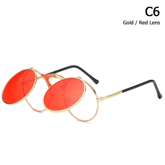 Retro Round Flip Up Sunglasses
