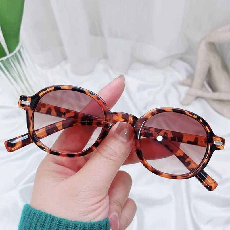 Oval Small Trendy Fashion Plastic Sunglasses