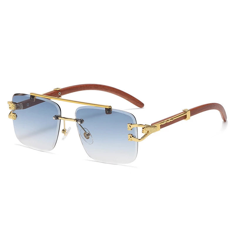 Stardom Square Rimless Wood Sunglasses - Weekend Shade Sunglasses