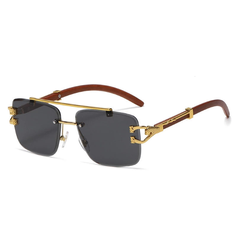 Stardom Square Rimless Wood Sunglasses - Weekend Shade Sunglasses