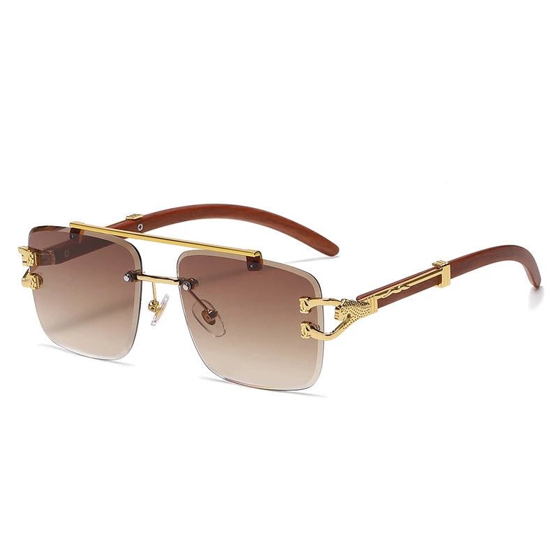 Stardom Square Rimless Wood Sunglasses - Weekend Shade Sunglasses