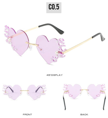 Fire Hearts Rimless Sunglasses