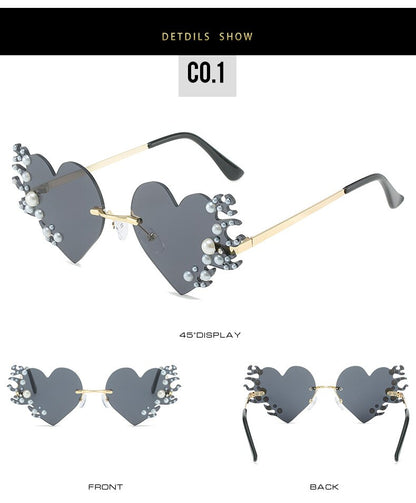 Fire Hearts Rimless Sunglasses