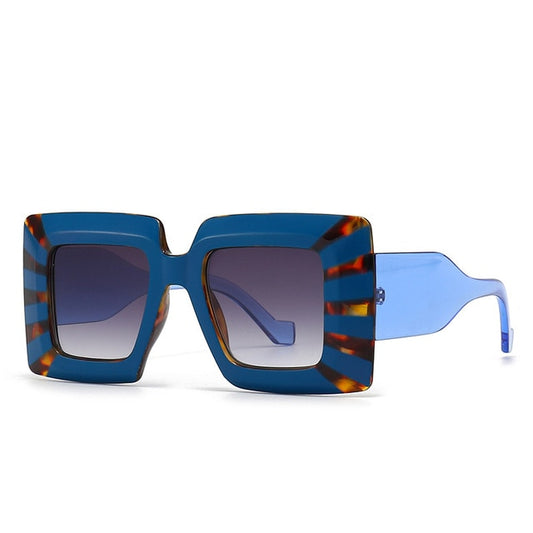 Oversize Stripe Plastic Frame Sunglasses