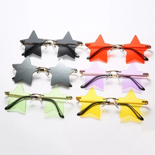 Unique Star Shape Mirror Rimless Sunglasses