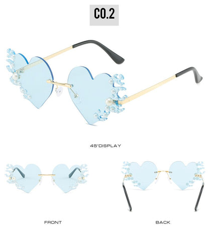 Fire Hearts Rimless Sunglasses