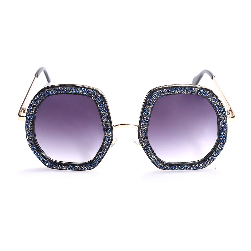 Oversize Odd Shape Glitter Round Sunglasses