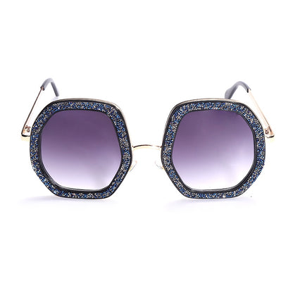 Oversize Odd Shape Glitter Round Sunglasses