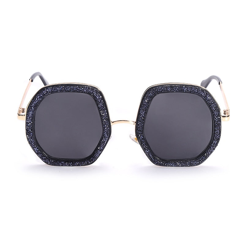 Oversize Odd Shape Glitter Round Sunglasses