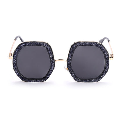 Oversize Odd Shape Glitter Round Sunglasses