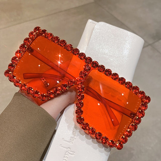 "Over the top" Rhinestone Square Sunglasses