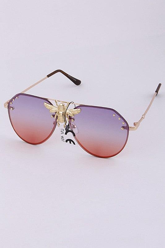 Bee Aviator Metal Sunglasses - Weekend Shade Sunglasses