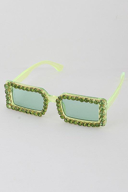 Rhinestone Rectangle Sunglasses - Weekend Shade Sunglasses