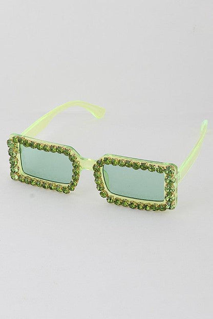 Rhinestone Rectangle Sunglasses - Weekend Shade Sunglasses