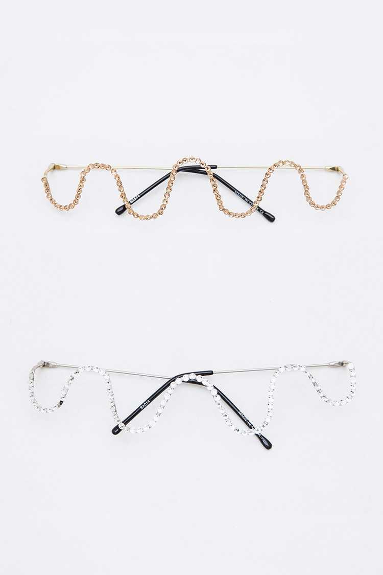 Crystal Pave Wavy Iconic Sunglasses - Weekend Shade Sunglasses