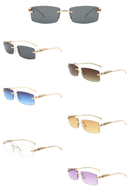 Classic Rimless Rectangle Fashion Sunglasses - Weekend Shade Sunglasses