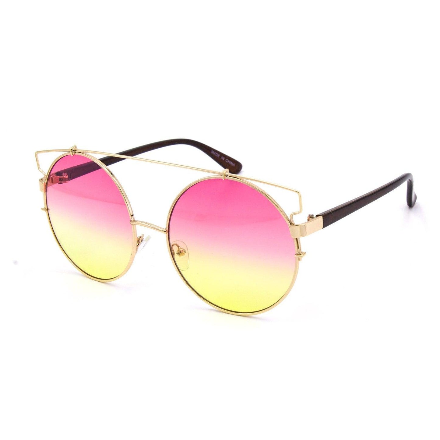 Fashion Round Sunglasses with Metal Bar - Weekend Shade Sunglasses