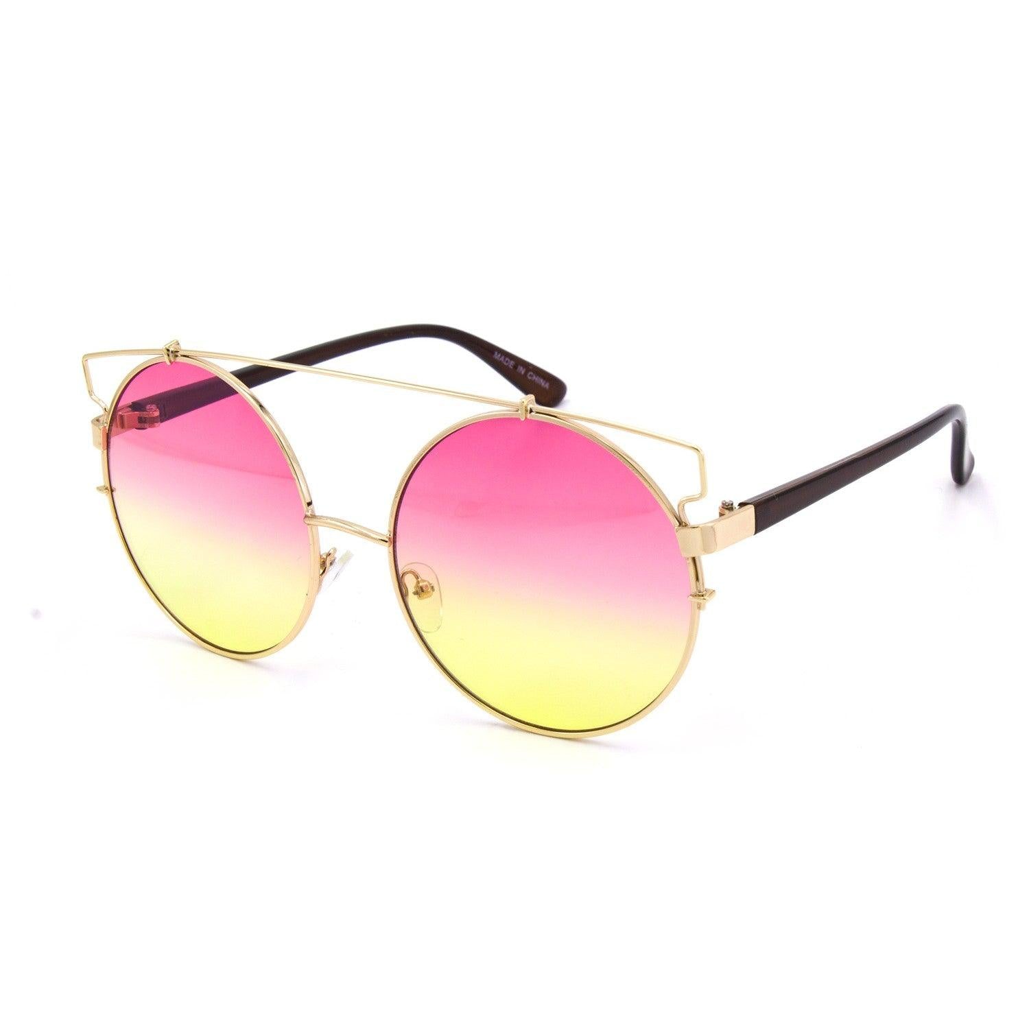 Fashion Round Sunglasses with Metal Bar - Weekend Shade Sunglasses