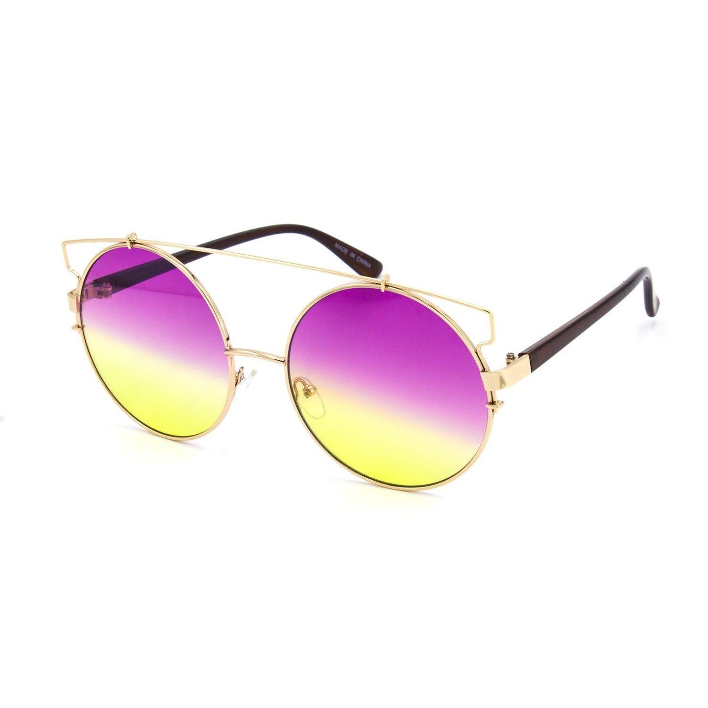 Fashion Round Sunglasses with Metal Bar - Weekend Shade Sunglasses